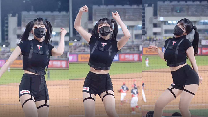 棒球比较 妹子在观众位热舞为自己的队伍加油