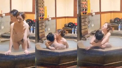 网爆流出网红情侣在日本的温泉日逼，爽的飞起 女忍身材真不错
