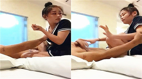 出差住酒店叫了按摩小妹还年轻不给碰只好硬来了.